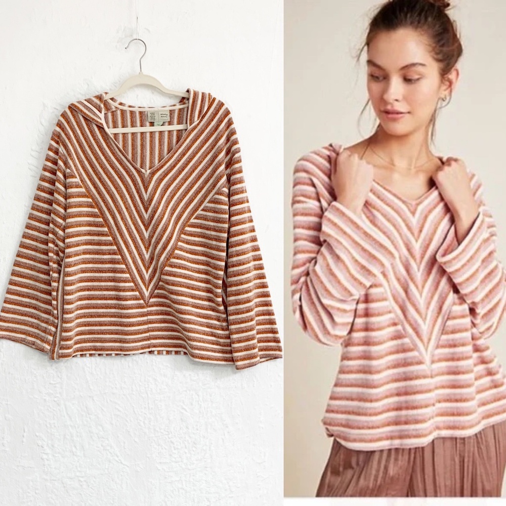 Anthropologie Saturday Sunday Chenille Striped Hoodie Sz S